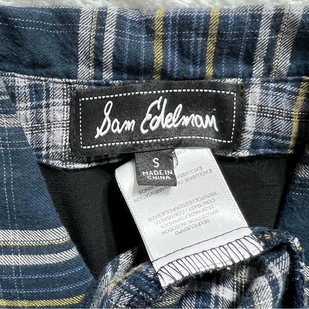 Sam Edelman Navy Blue Plaid Shirtdress, Maxi Shirt, Maxi Top, Cardi, Duster - Picture 13 of 14